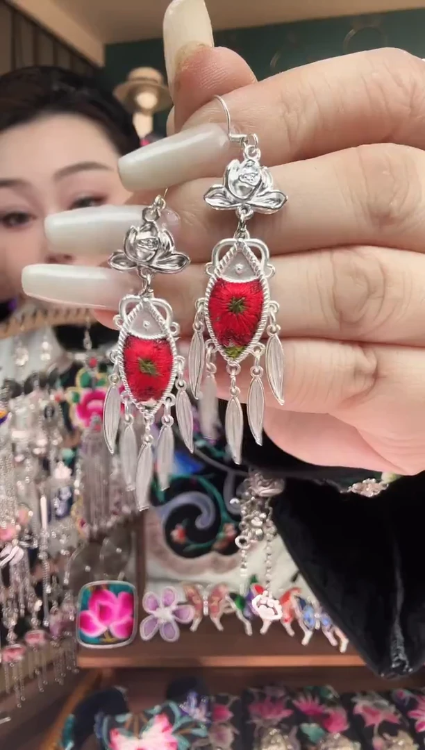 刺绣纯手工民族风刺绣耳环