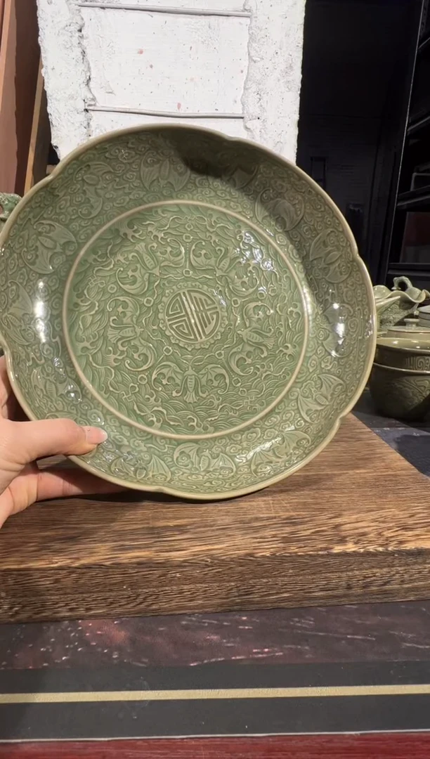 微瑕耀州窑百福盘