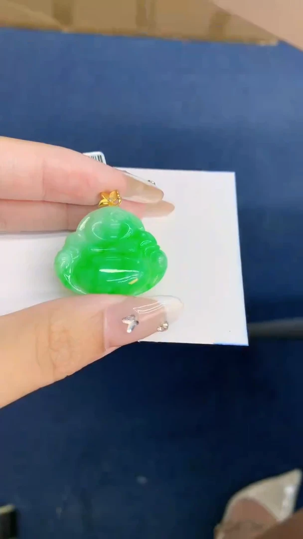 翡翠18K金镶嵌吊坠(不含链)1