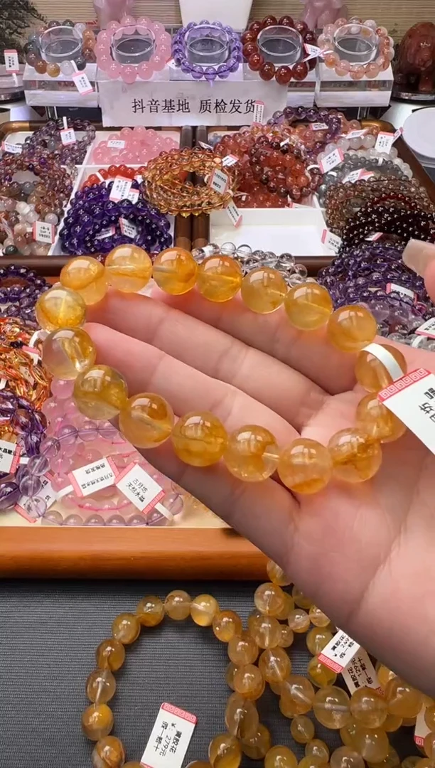 未镶嵌手链水晶黄胶花12m+