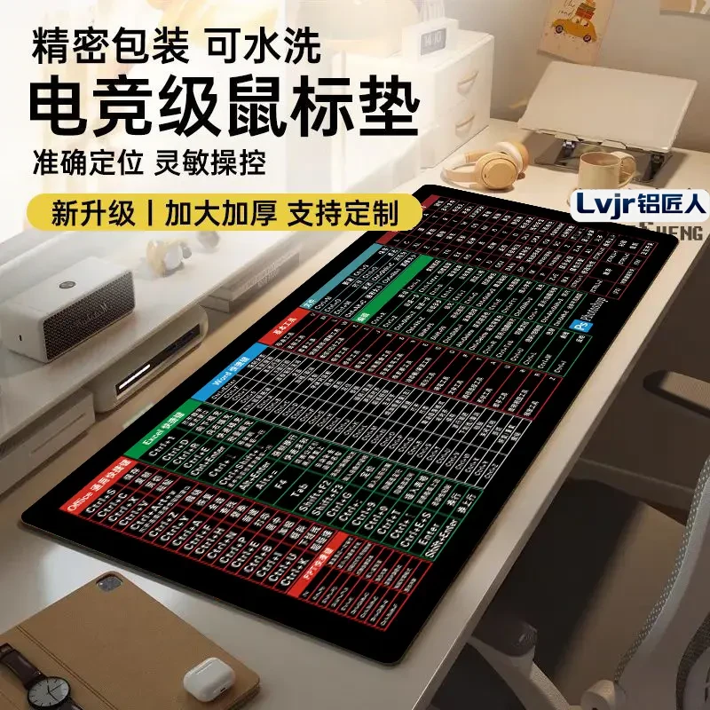 80X30cm大鼠标垫防滑办公快捷键网吧电竞鼠标垫超大加厚电脑桌垫