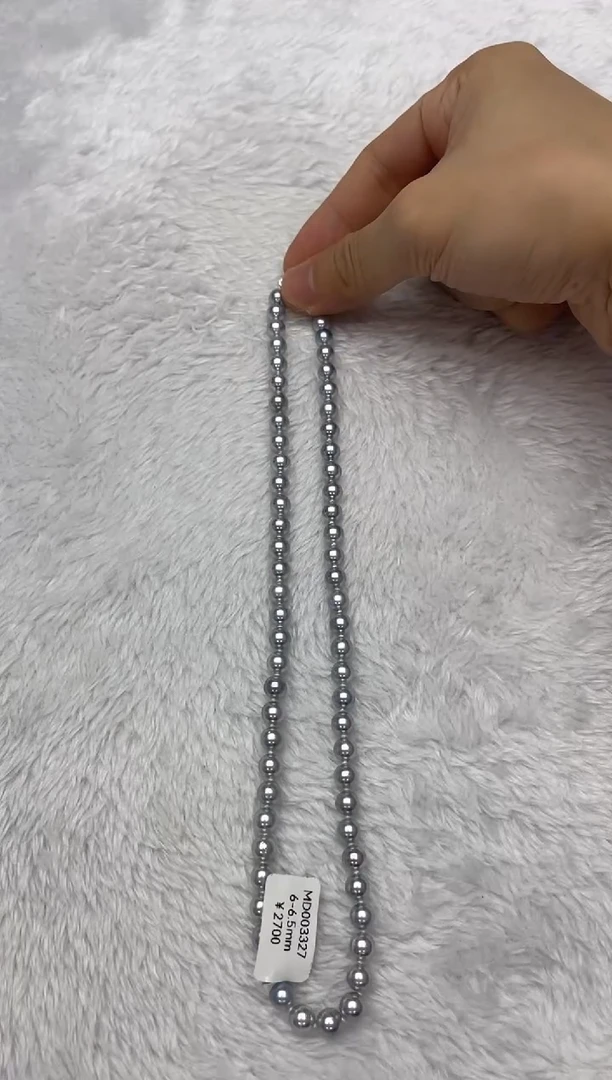 海水珍珠银S925镶嵌项链AK真多麻6-6.5mm
