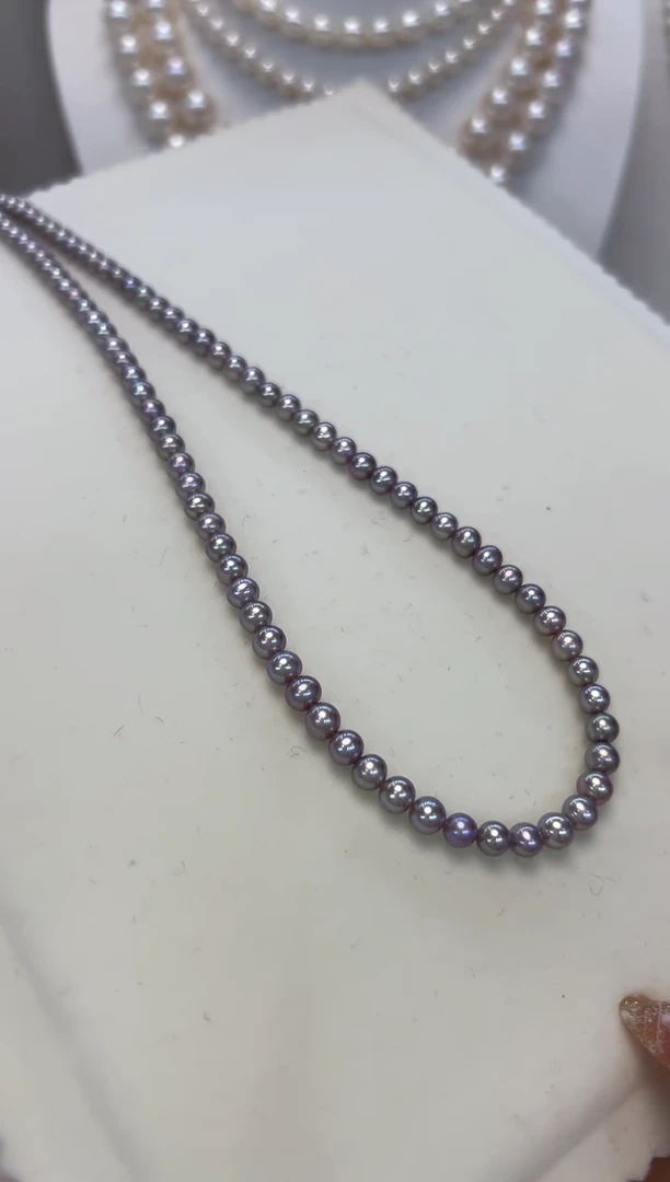 【闪购商品】淡水珍珠颈饰银S925镶嵌5mm左右无核彩珠项链