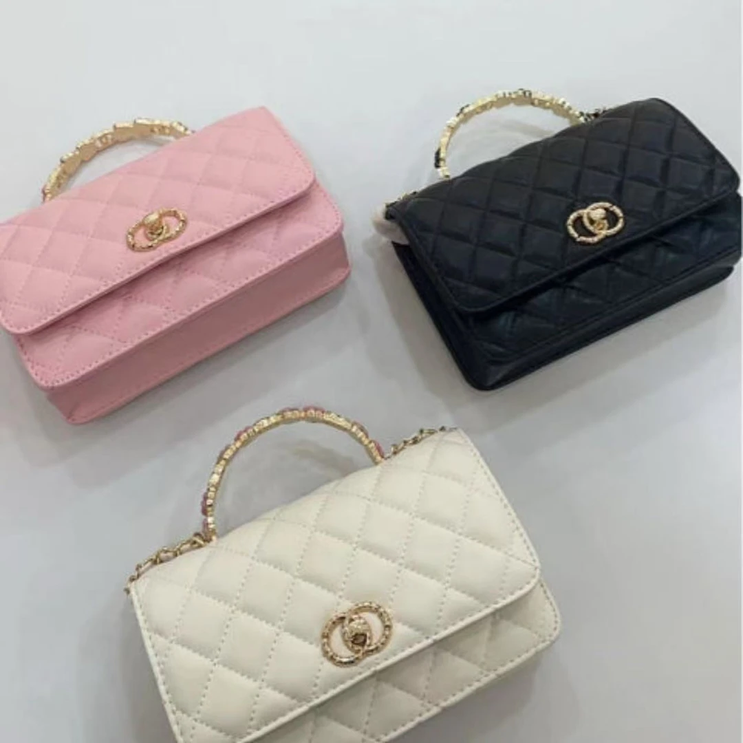 【山茶花手柄】耐磨轻奢简约风夹层拉链袋单肩包手拎包黑色包经典