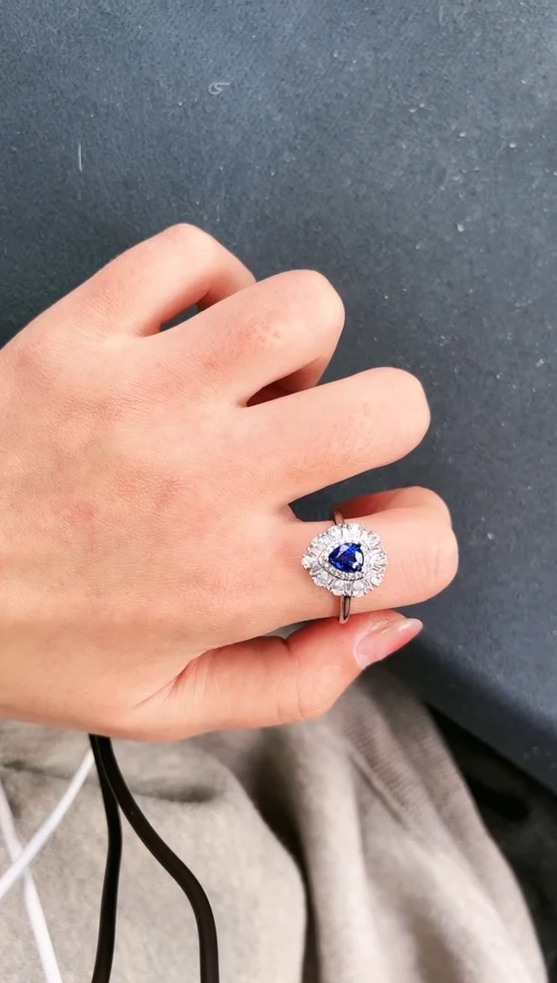 【闪购商品】蓝宝石戒指银S925镶嵌X-052