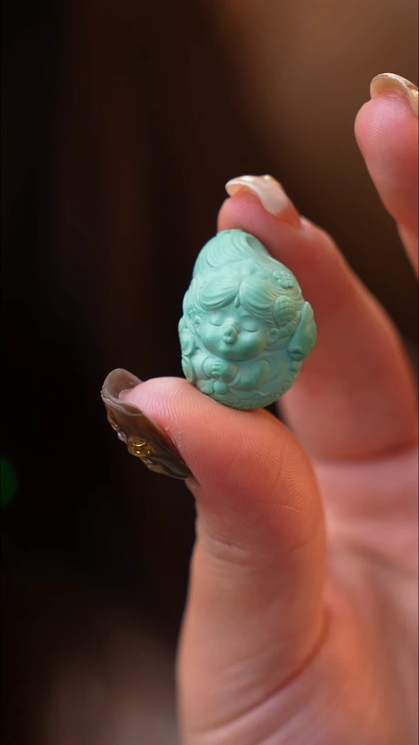 未镶嵌绿松石雕刻件郧西美人鱼