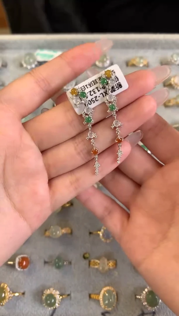 银S925镶嵌戒指翡翠耳饰1