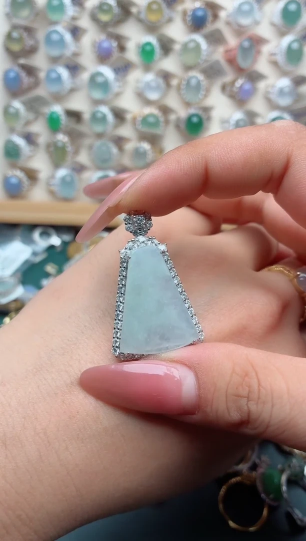 吊坠(不含链)银S925镶嵌翡翠.