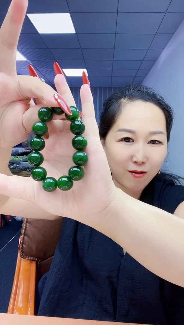 手串未镶嵌和田玉纯天然和田玉俄7碧老坑菠菜绿16