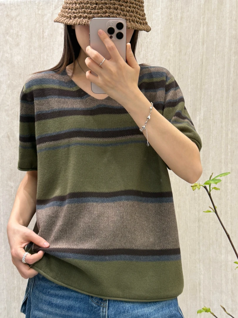 佩兰妃#薄款短袖#2025时尚宽松休闲短袖新款针织衫女2389休闲