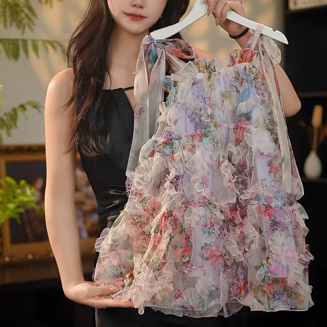 AODUOSEN/奥多森碎花吊带连衣裙夏季新款儿童立体花仙子公主裙