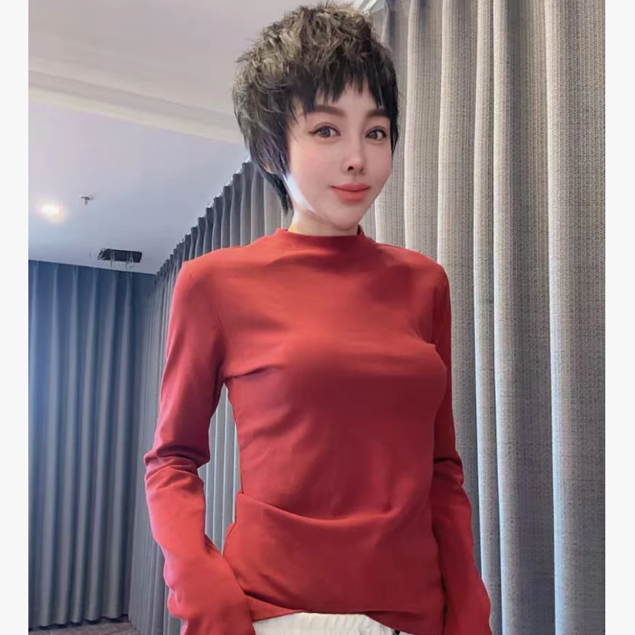 时尚款欧姐家1528款新年红色净版打底衫a