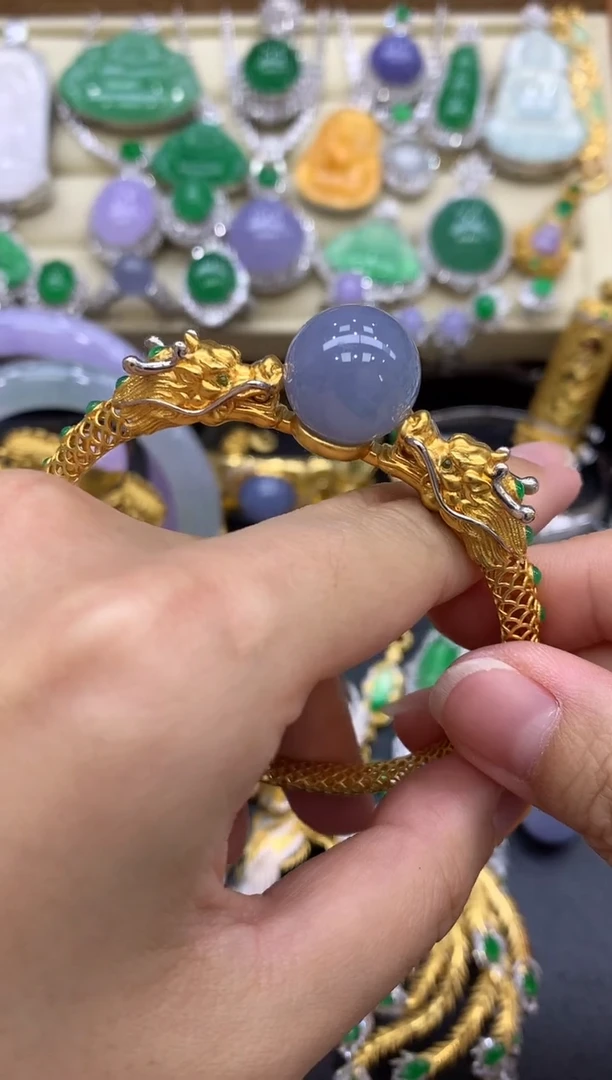 翡翠手镯18K金镶嵌650-中国好珍宝