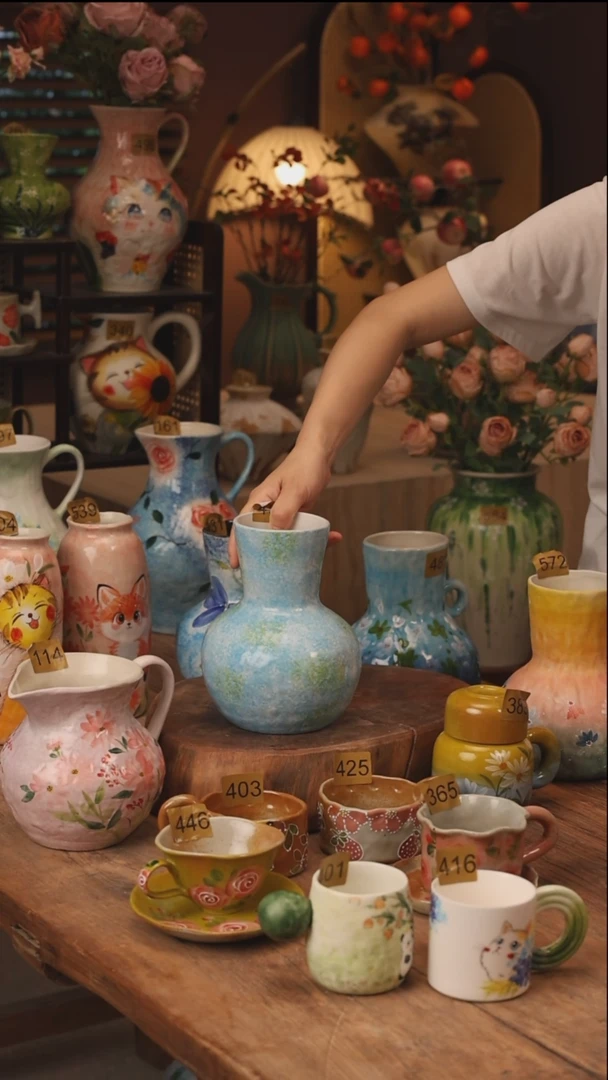 陶瓷景德镇设计师手作花器摆件侘寂风452