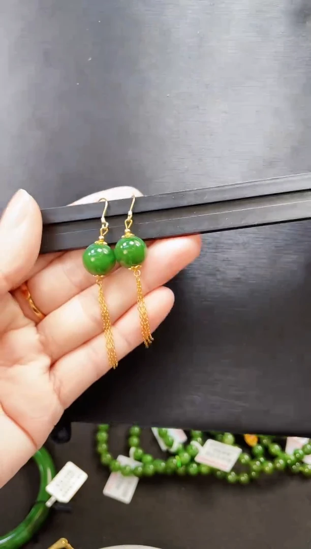 和田玉银S925镶嵌耳饰多样性发一