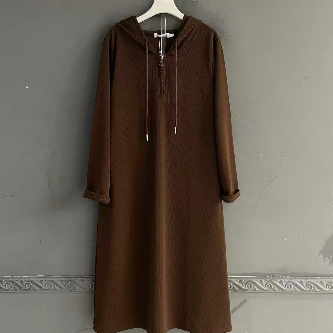 长裙连帽四季通用大码连衣裙秋季不褪色高弹力