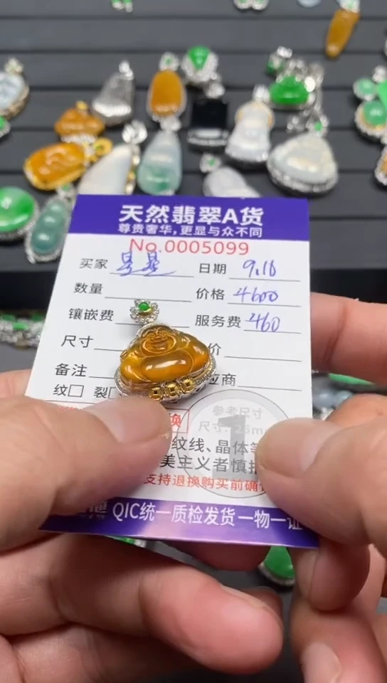 颈饰18K金镶嵌翡翠翡翠