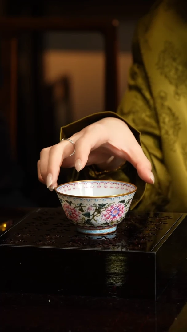 【闪购商品】Z溢珍堂缠枝莲纹杯描金边