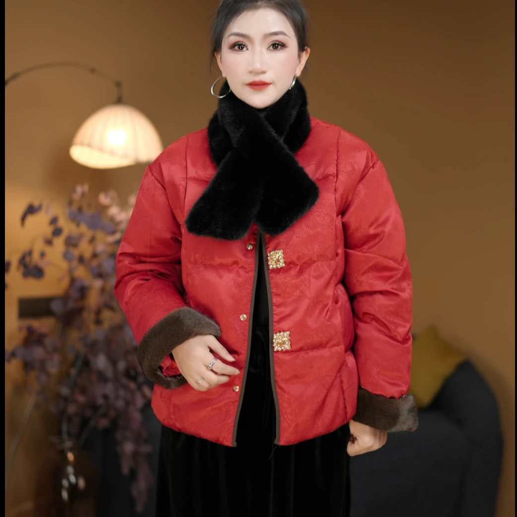 新款新中式时尚加厚棉服短款女士中国风冬季