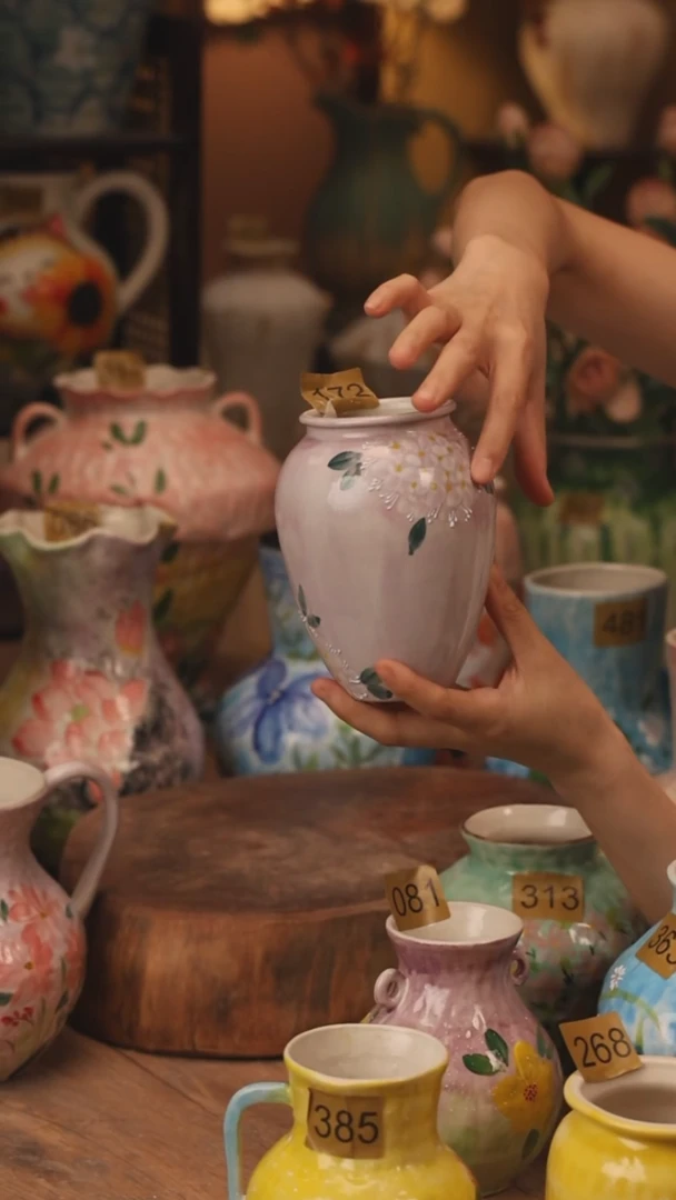 陶瓷172景德镇设计师手作花器摆件侘寂风