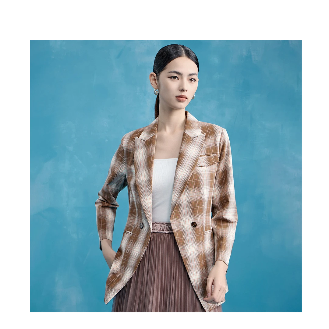 【粉丝专享】马天奴格子风时尚气质百搭女式西服VDS769JKH0