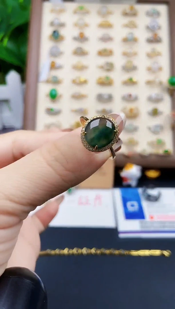 银S925镶嵌戒指翡翠12