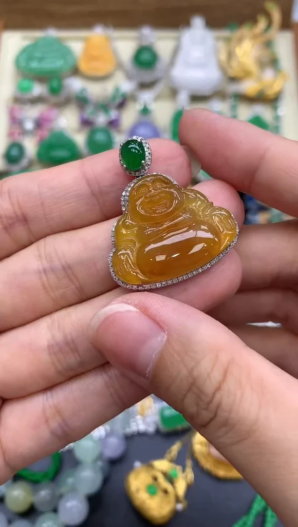 翡翠18K金镶嵌颈饰432-中国好珍宝