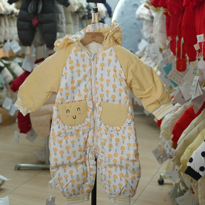 女包冬季碎花小清新连体羽绒服4005