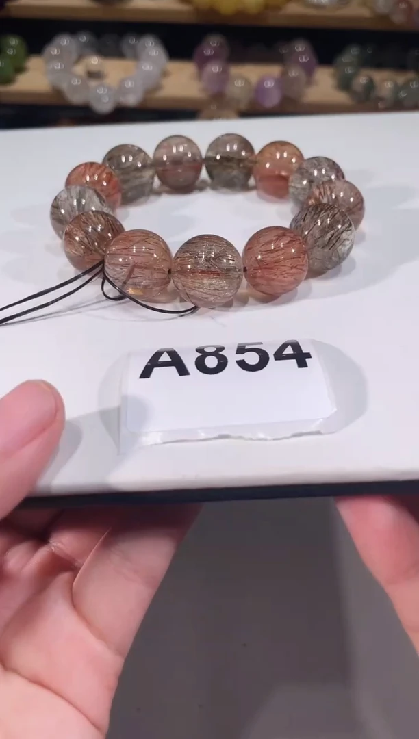 未镶嵌手链水晶A854黑金超七手链17