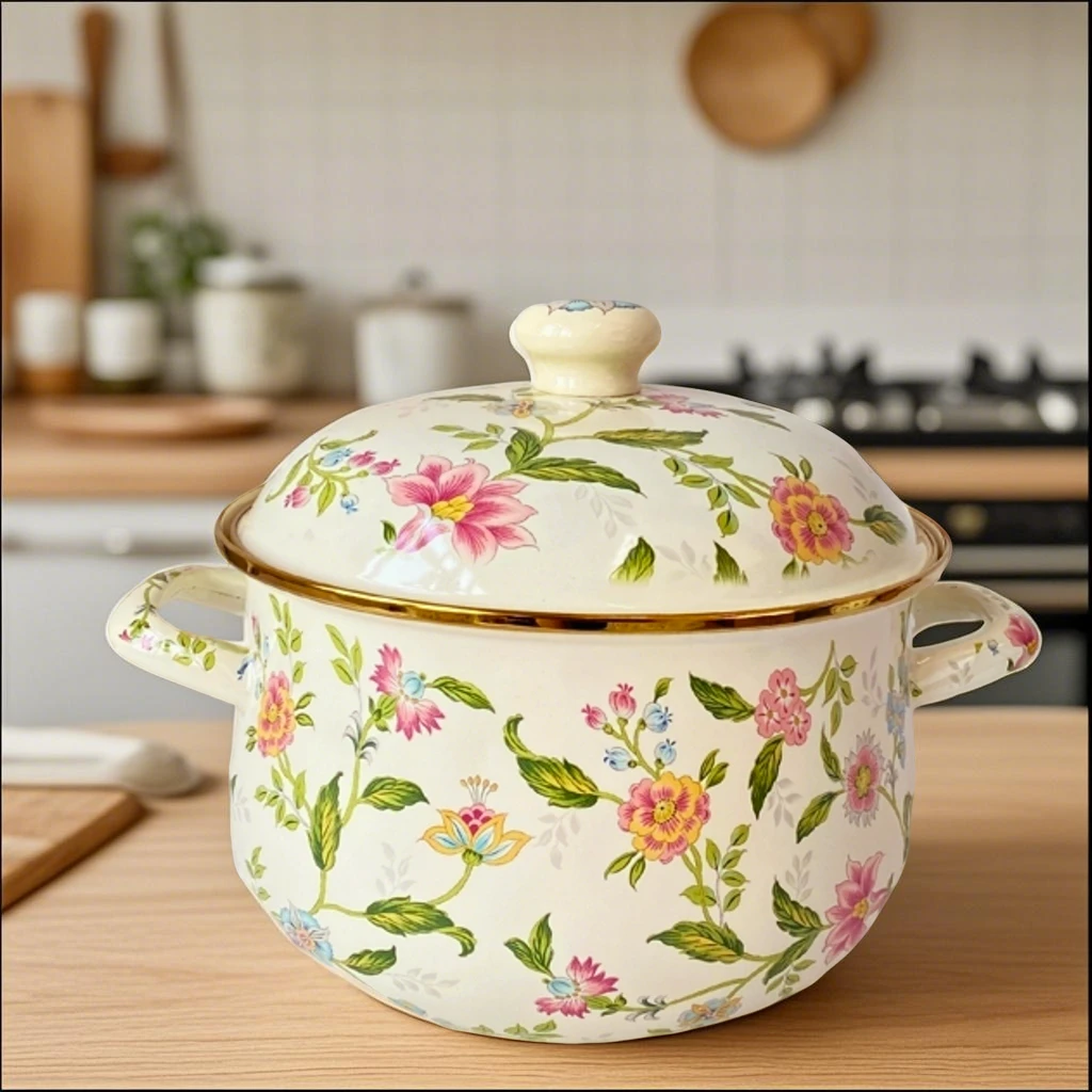 20cm土耳其锅芳香花 搪瓷珐琅炖锅高端搪瓷盖汤锅
