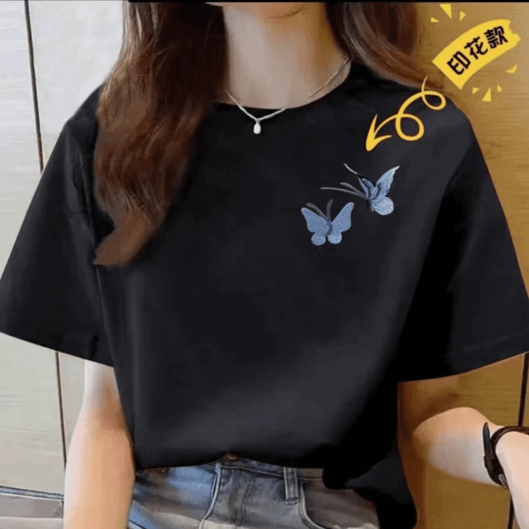 【100%纯棉】夏季女款女士百搭潮流短袖t恤春夏圆领显瘦纯棉半袖