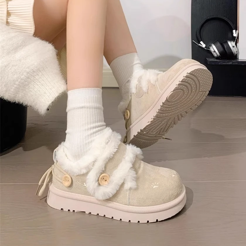 回力雪地靴女2025新款冬季加绒加厚保暖棉鞋厚底增高大头面包鞋女