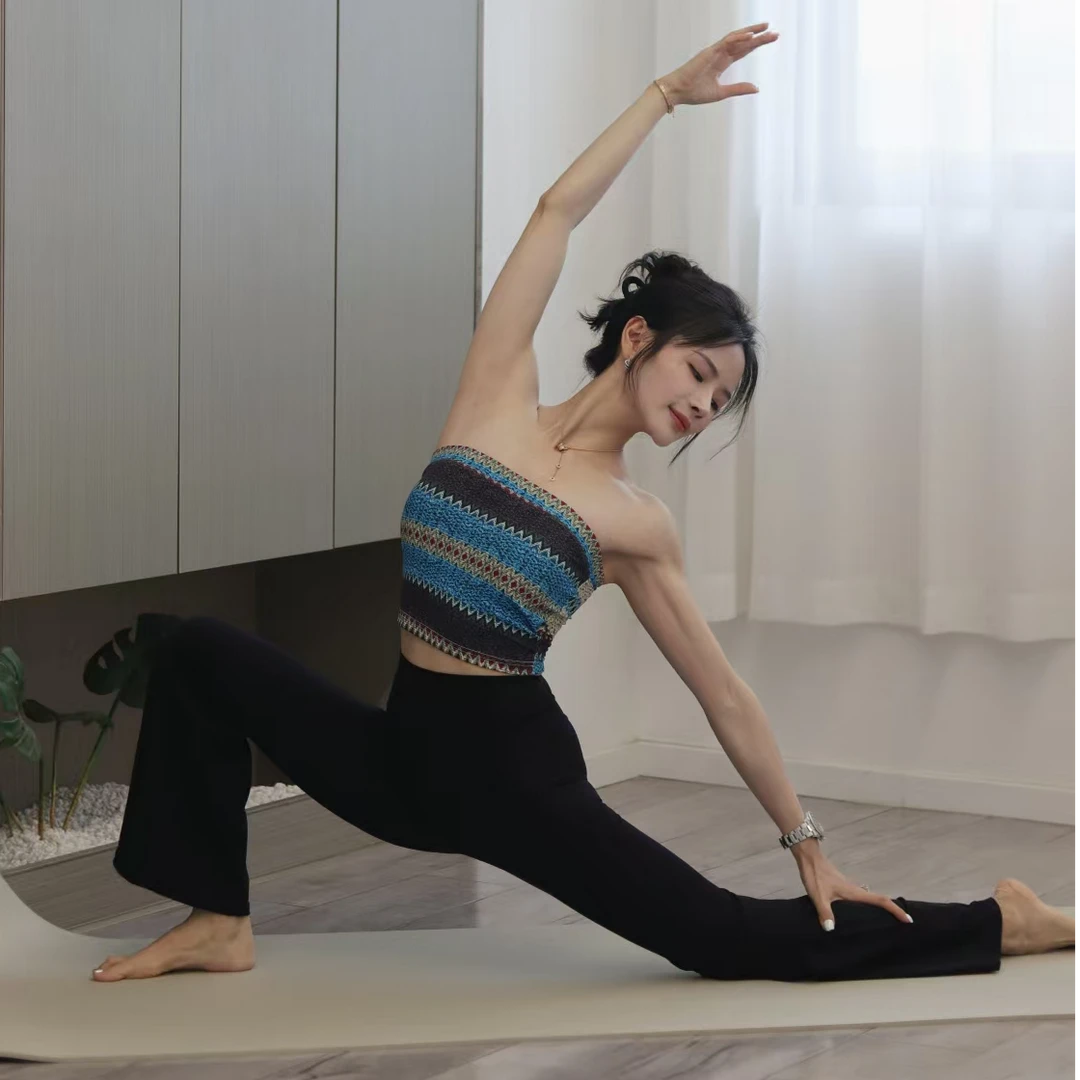简一瑜伽专属2025年新款阔腿裤女欧美时尚瑜伽外穿抹胸