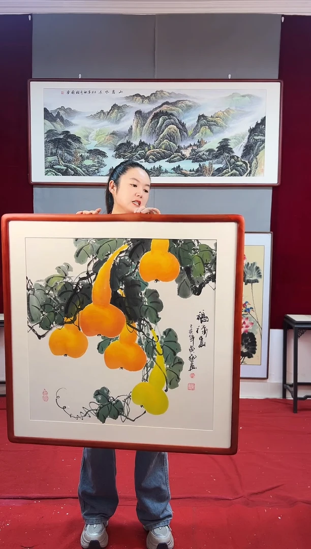 国画手绘葫芦86*86尺寸
