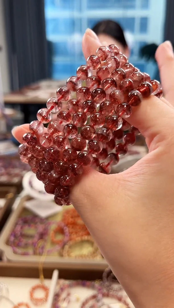 未镶嵌手串水晶金草莓超七单圈手串7mm【多样性发一】