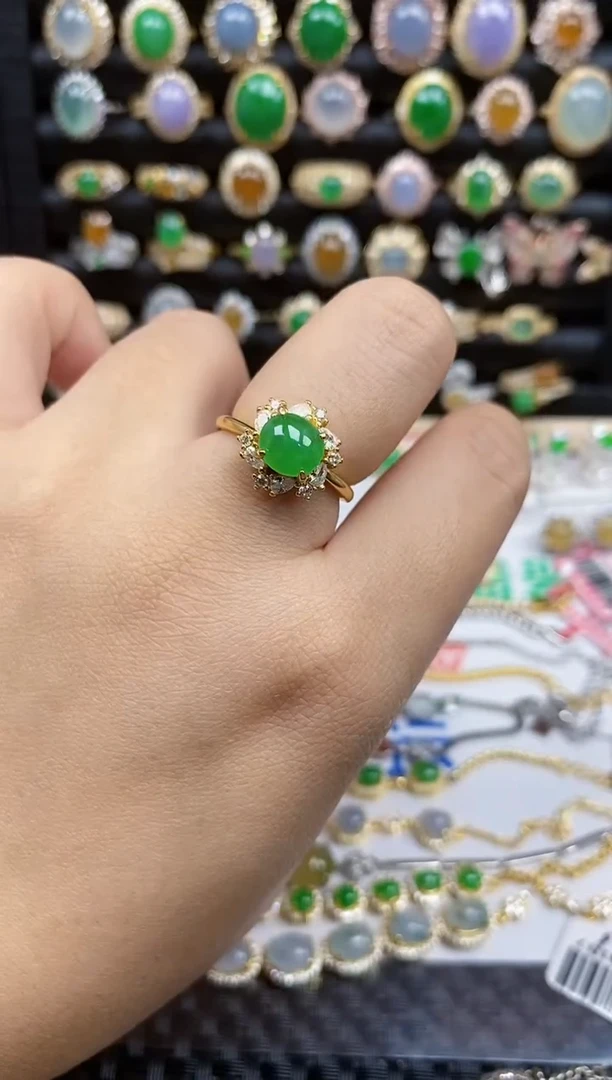 银S925镶嵌戒指翡翠6936