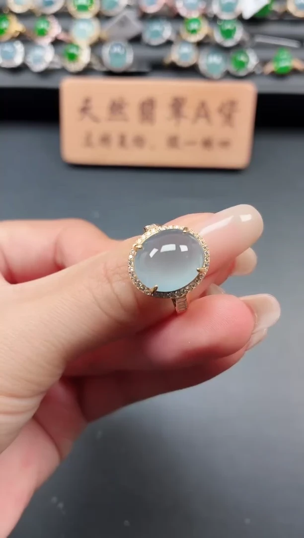 银S925镶嵌戒指翡翠1