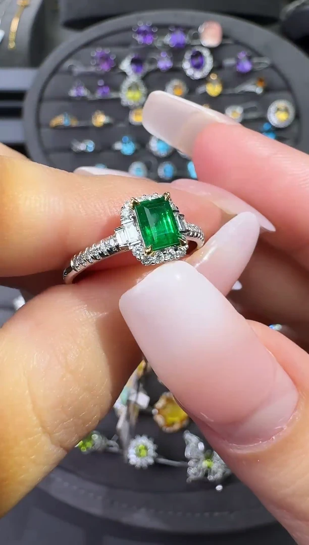 银S925镶嵌戒指祖母绿0.55ct【七天鉴赏期】