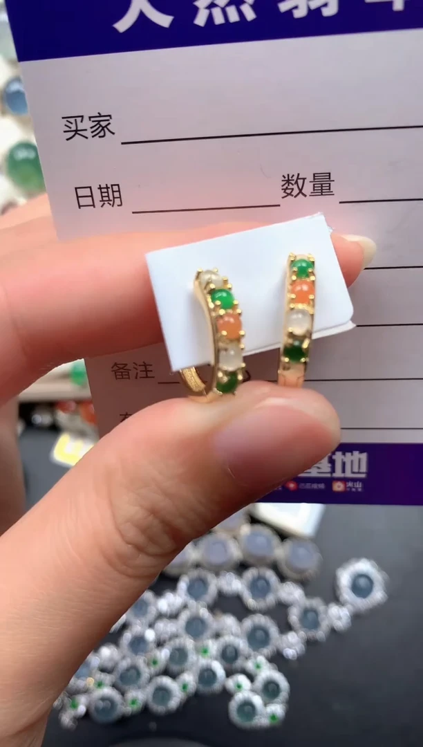 银S925镶嵌翡翠耳饰138