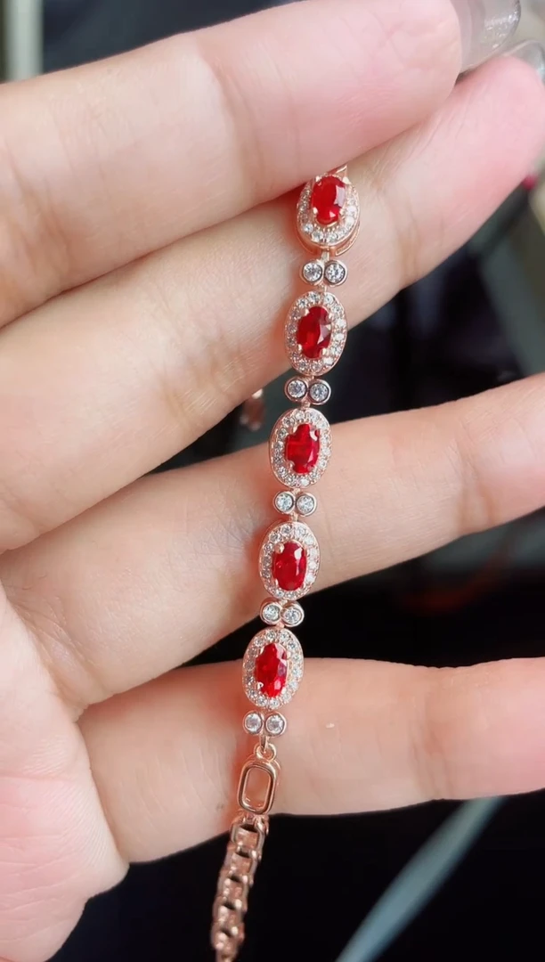 【闪购商品】彩色蓝宝石手链银S925镶嵌手链