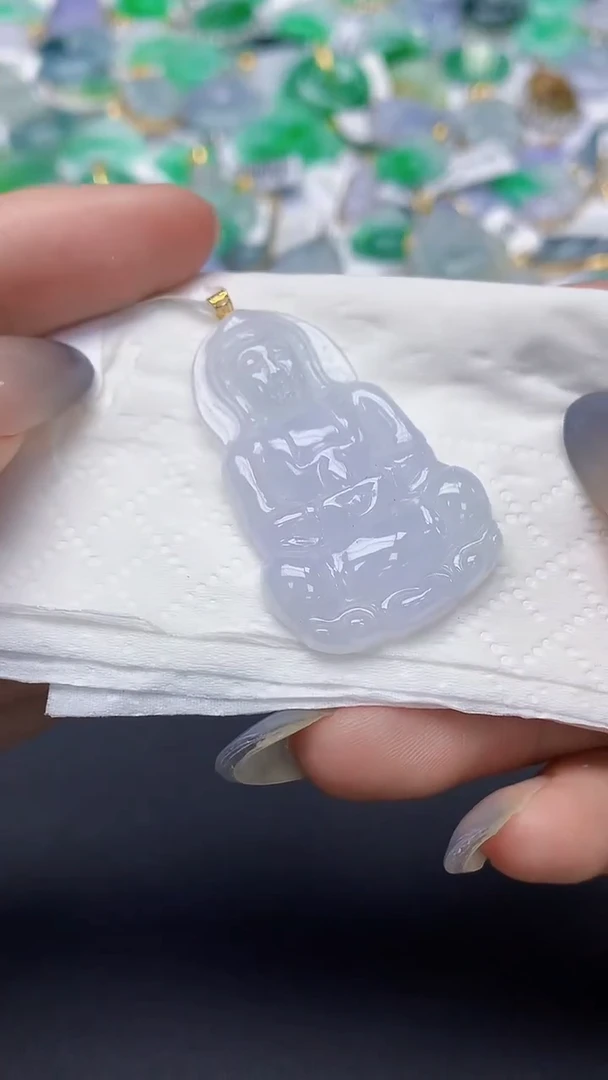 翡翠18K金镶嵌颈饰天然缅甸a货翡翠