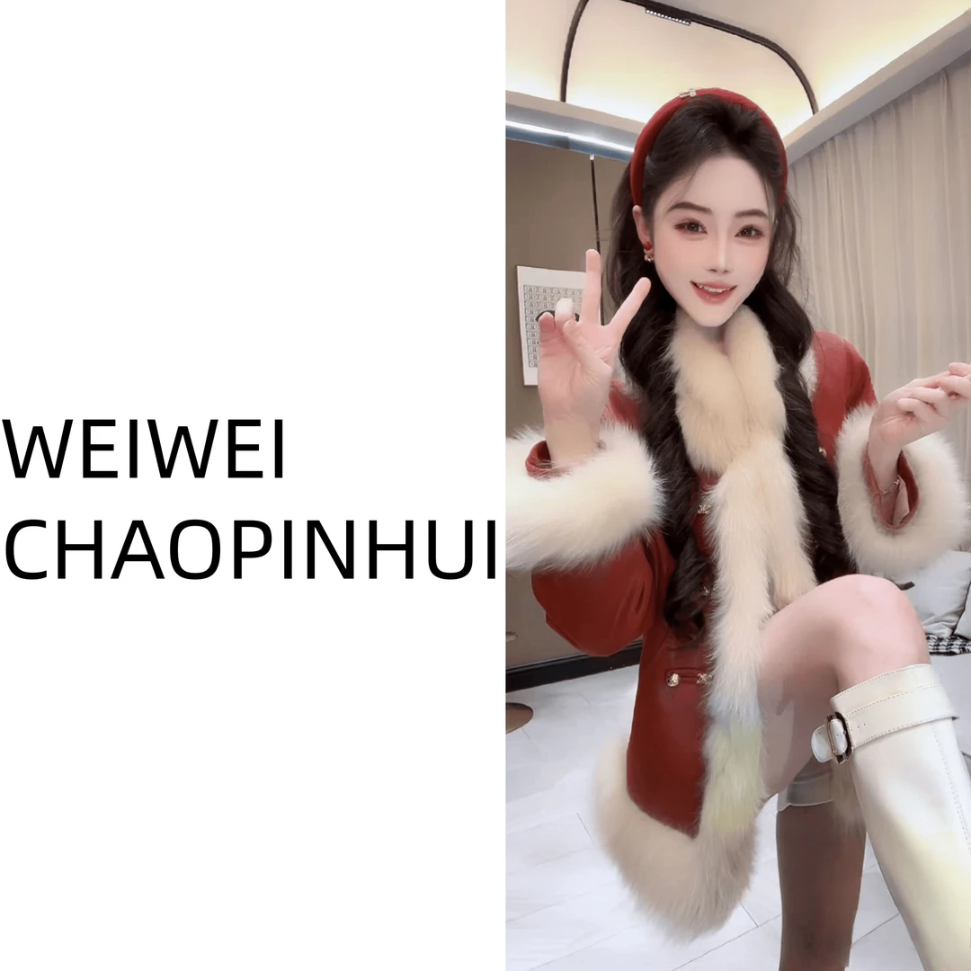 【薇薇高端欧货】冬季气质洋气新年拼接狐狸毛鹅绒羽绒服--61271130