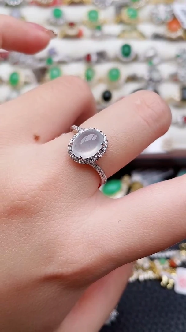 银S925镶嵌戒指翡翠70