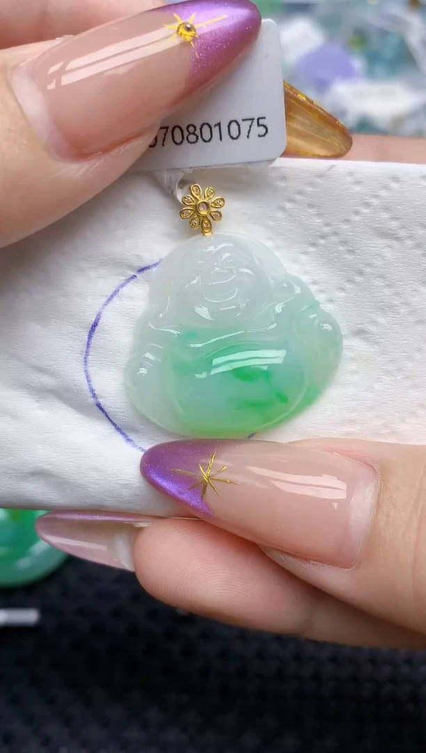 翡翠18K金镶嵌颈饰56   天然翡翠A货  百元以上9米证书费自理