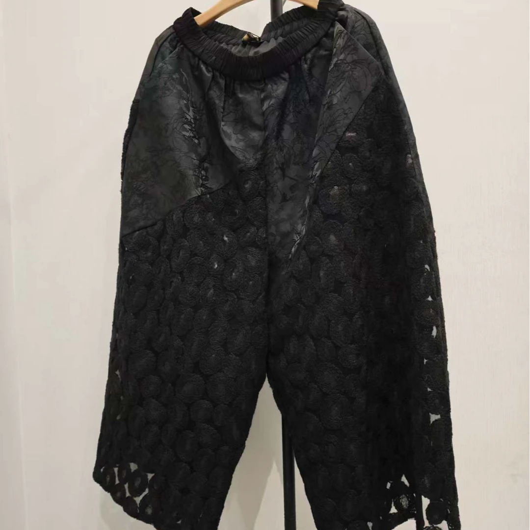 【大海轻奢】K1855-8新款黑色镂空刺绣气质百搭设计师款时尚阔腿裤