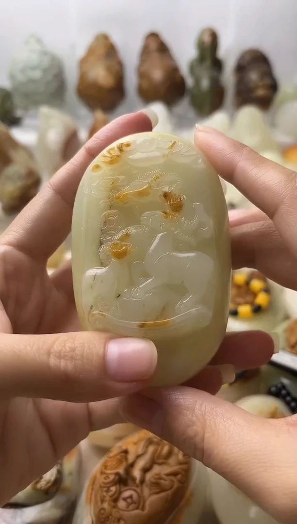 石材古青石棉纹正常不退换三羊开泰