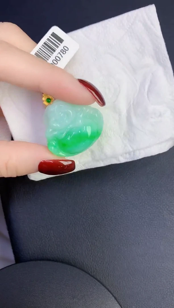 颈饰18K金镶嵌翡翠缅甸天然翡翠a货