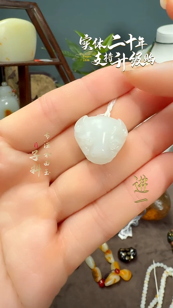 颈饰未镶嵌和田玉新疆和田玉白玉兽首挂件