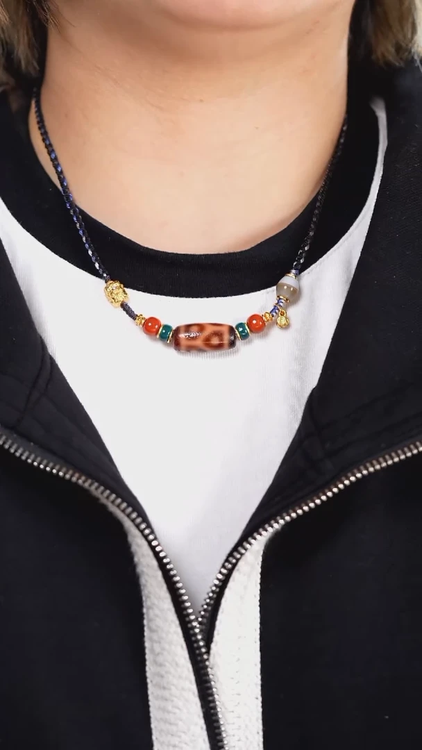 未镶嵌颈饰玛瑙/玉髓星辰寿珠锁骨链