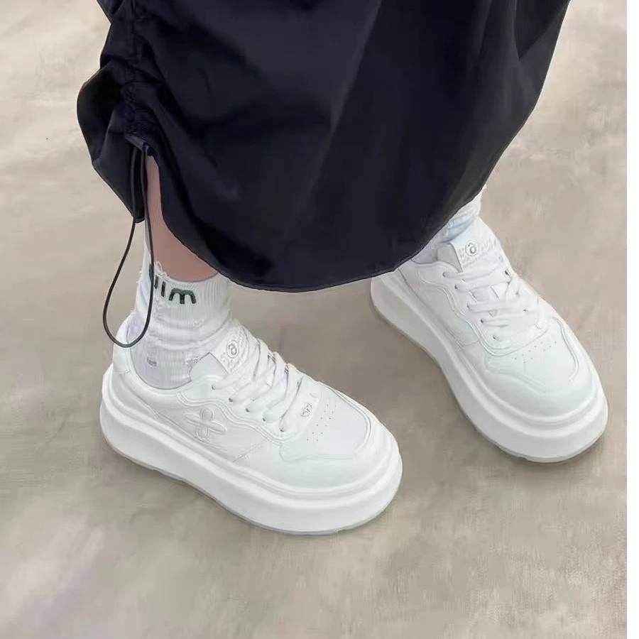 2025春厚底真皮增高小白鞋女5801